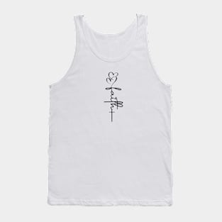 Faith Hearts & Cross Black Typography Tank Top